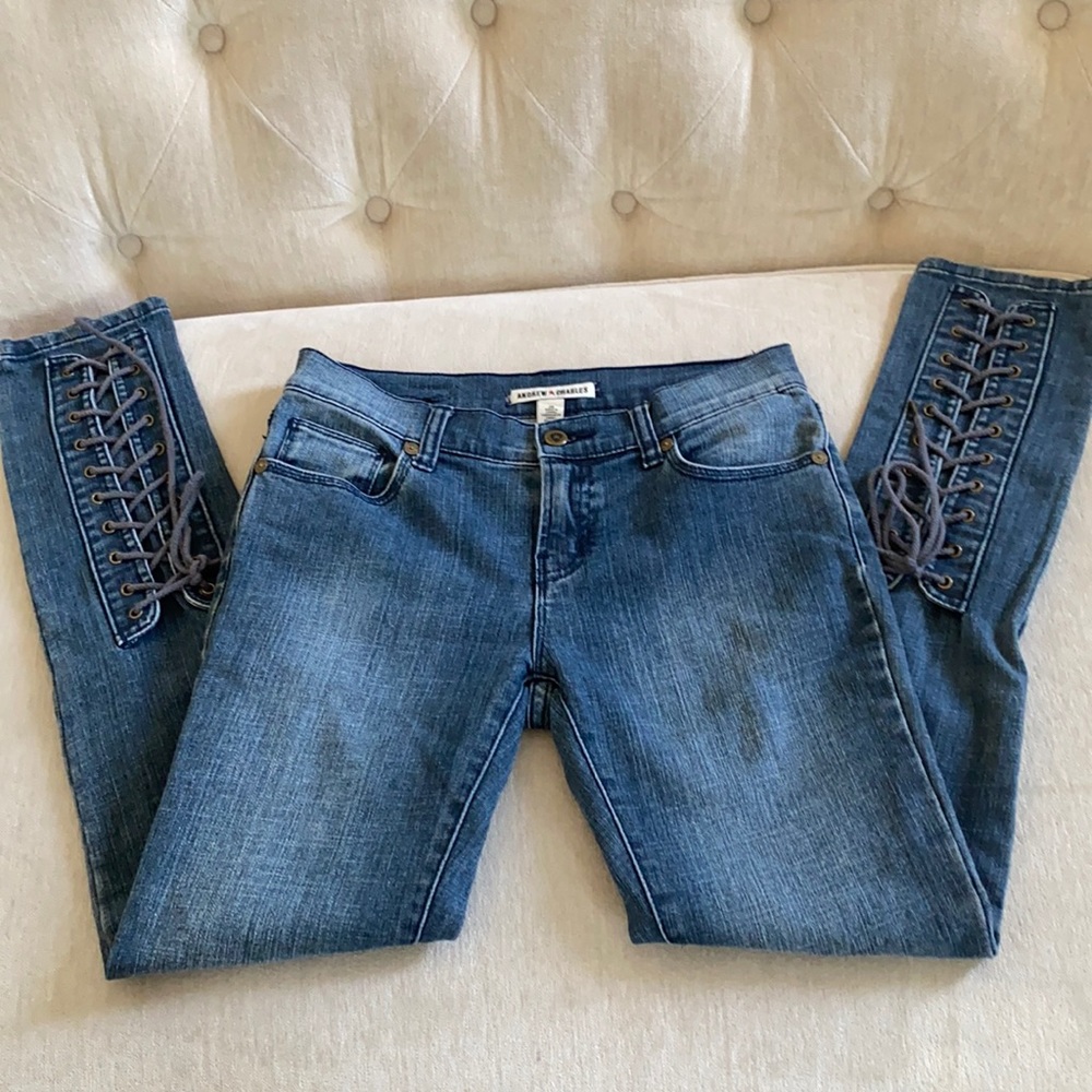 Andrew Charles Lace-Up Back Bottom Skinny Jeans